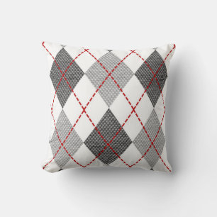 Argyle Mönster Diamond Design Geometric White Kudde