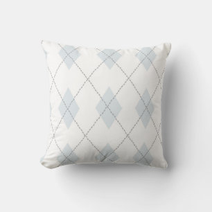 Argyle Mönster Diamond Design Geometric White Kudde