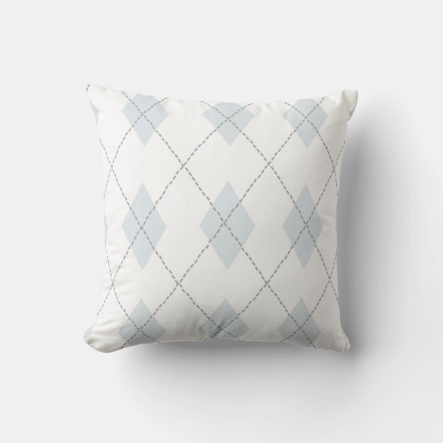 Argyle Mönster Diamond Design Geometric White Kudde (Framsida)