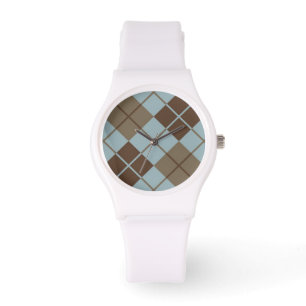 Argyle mönster i blått och Taupe Armbandsur