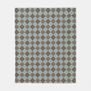 Argyle mönster i blått och Taupe Fleecefilt
