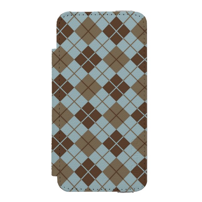 Argyle mönster i blått och Taupe Incipio iPhone Wallet Skal (Folio Framsidan)