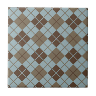 Argyle mönster i blått och Taupe Kakelplatta