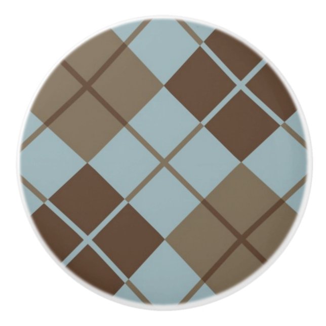 Argyle mönster i blått och Taupe Knopp (Framsidan)