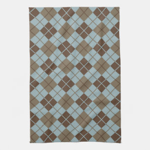 Argyle mönster i blått och Taupe Kökshandduk