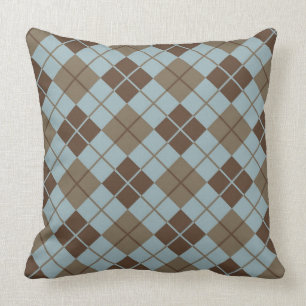 Argyle mönster i blått och Taupe Kudde