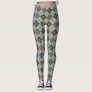 Argyle mönster i blått och Taupe Leggings