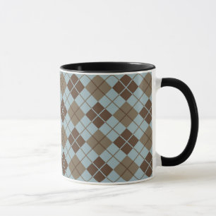 Argyle mönster i blått och Taupe Mugg