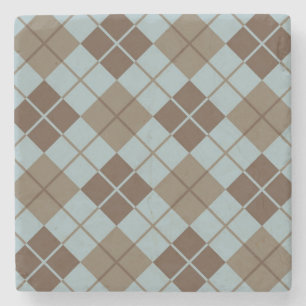 Argyle mönster i blått och Taupe Stenunderlägg