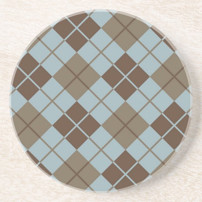 Argyle mönster i blått och Taupe Underlägg (Framsidan)