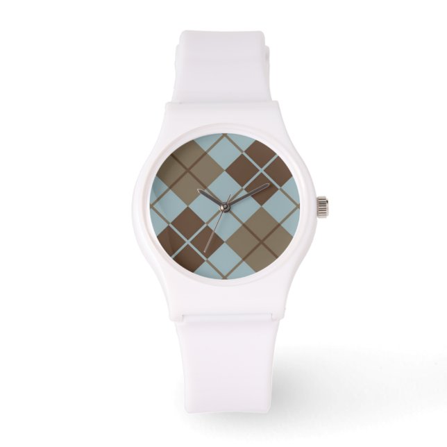 Argyle Mönster i Blue och Taupe Armbandsur (Framsida)