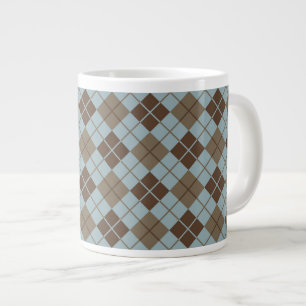 Argyle Mönster i Blue och Taupe Jumbo Mugg