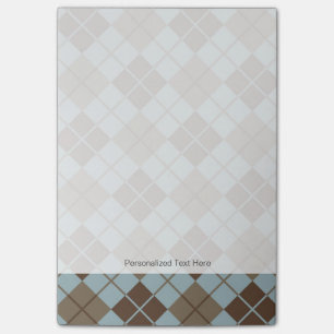 Argyle Mönster i Blue och Taupe Post-it Block