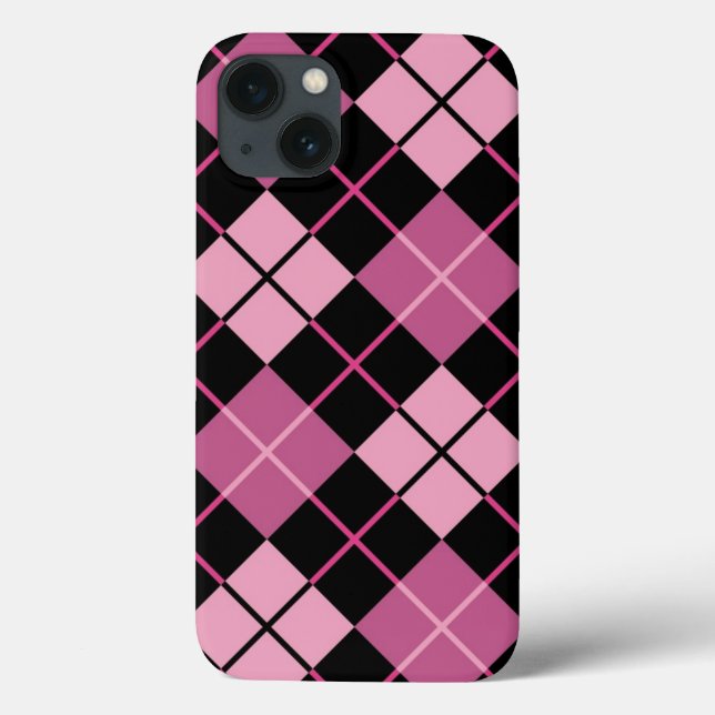 Argyle-mönster i svart och rosa (Baksida)