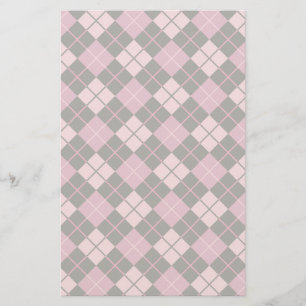 Argyle mönster i svart och rosor brevpapper