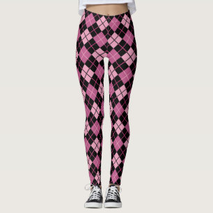 Argyle mönster i svart och rosor leggings