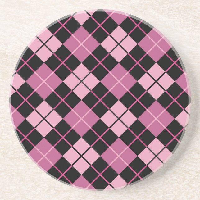 Argyle mönster i svart och rosor underlägg (Framsidan)
