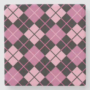 Argyle mönster i svart och rosor underlägg sten