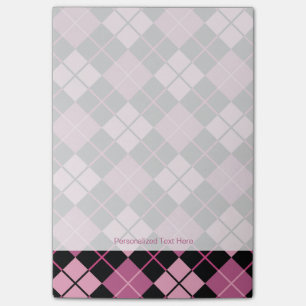 Argyle Mönster i Svarta och Rosa Post-it Block