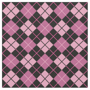 Argyle Mönster i Svarta och Rosa Tyg