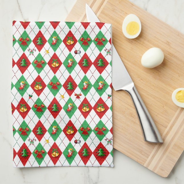 Argyle-mönster jul kökshandduk (Vikt i Fjärdedel)