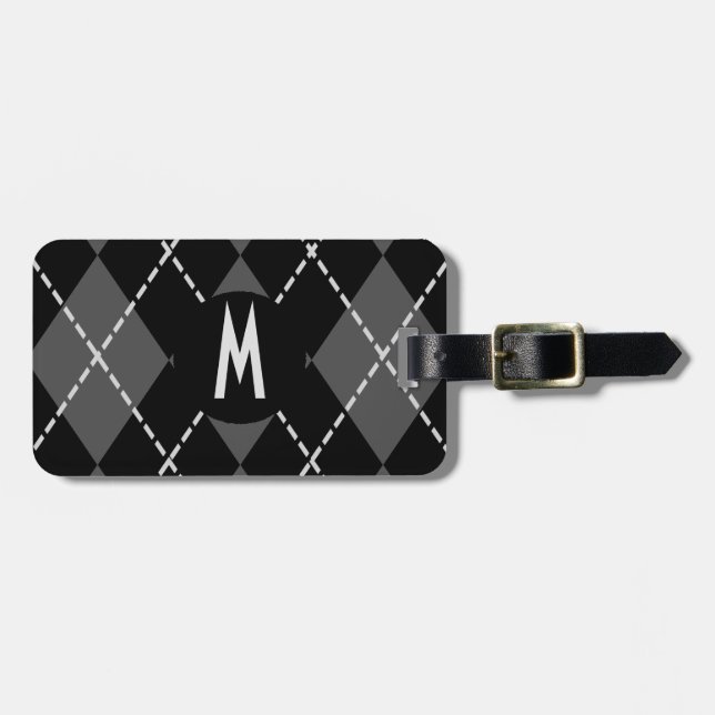 Argyle Mönster Monogram Luggage Tag Bagagebricka (Horisontell Framsida)