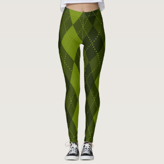 Argyle Mönster - Mörk Oliv grönt Leggings