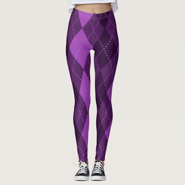 Argyle Mönster - Mörk Rosa Leggings (Framsida)