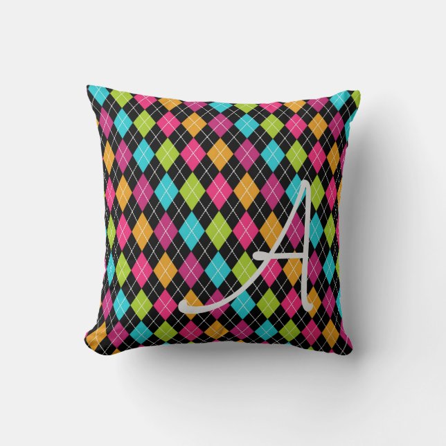 Argyle Mönster Multi Färg Diamonds Initial Pillow Kudde (Framsida)
