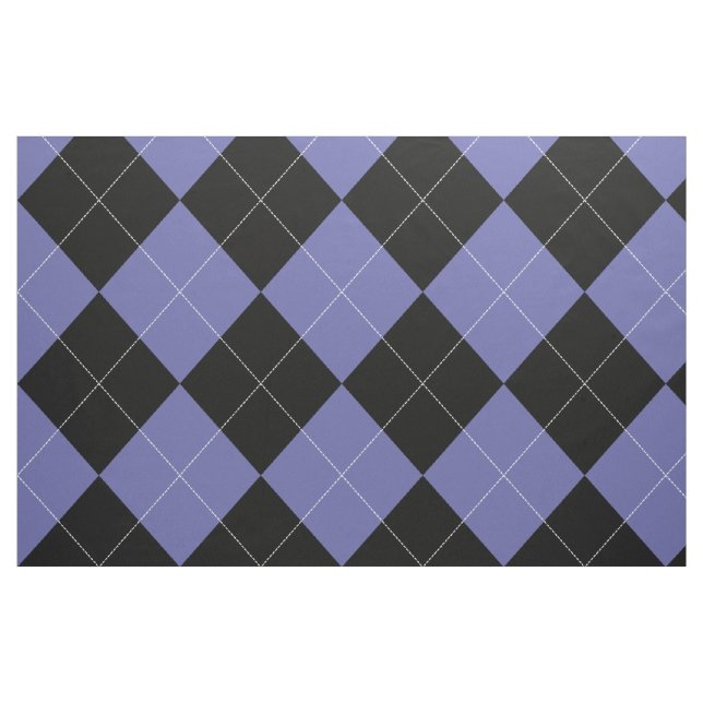 Argyle Mönster Periwinkle Blue Lila Black White Tyg (Yard)