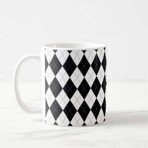 Argyle mönster sömlös i svartvitt. Geomet Kaffemugg