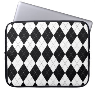 Argyle mönster sömlös i svartvitt. Geomet Laptop Fodral
