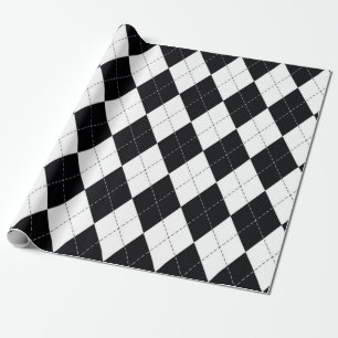 Argyle mönster sömlös i svartvitt. Geomet Presentpapper