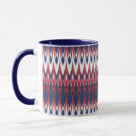 Argyle Mönster White Blue Ikat Technique Mugg