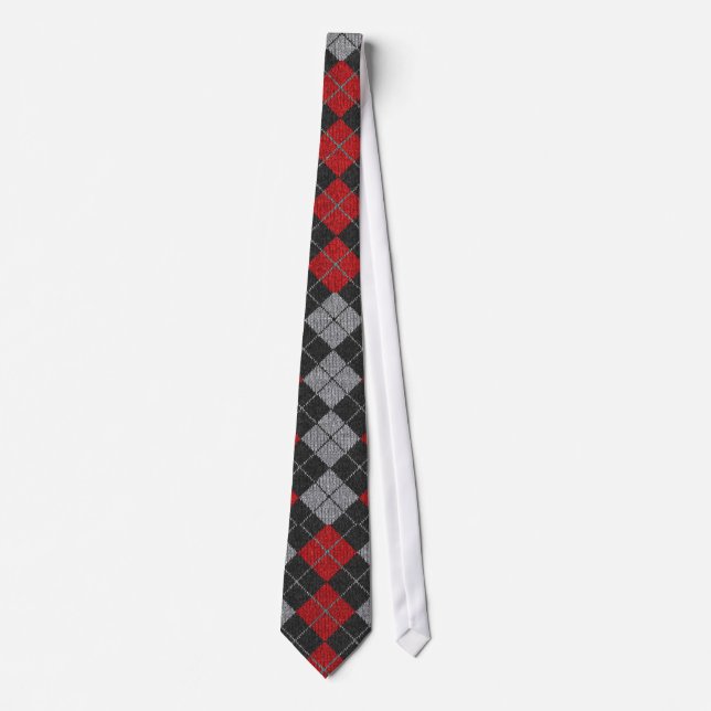 Argyle necktie i svart, rött och Grått Slips (Framsida)