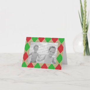 Argyle och Burlap Helgdag Photo Tack Kort