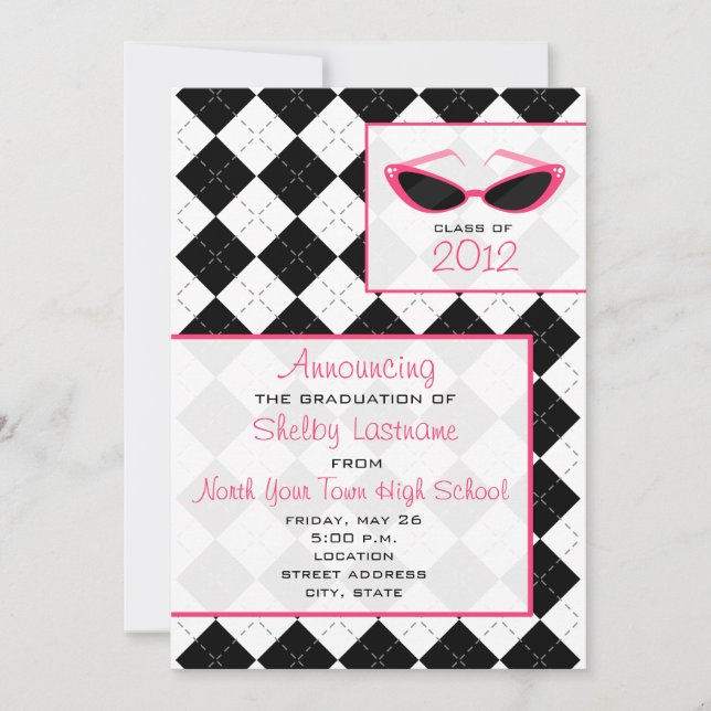 Argyle och solglasögon Studenten 2012 Inbjudningar (Framsida)