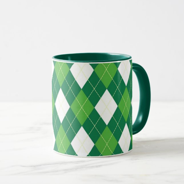 Argyle pattern, green and white mugg (Framsida höger)