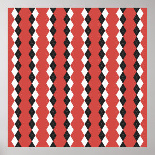 Argyle plaid. Scottish mönster i vitt, svart och Poster