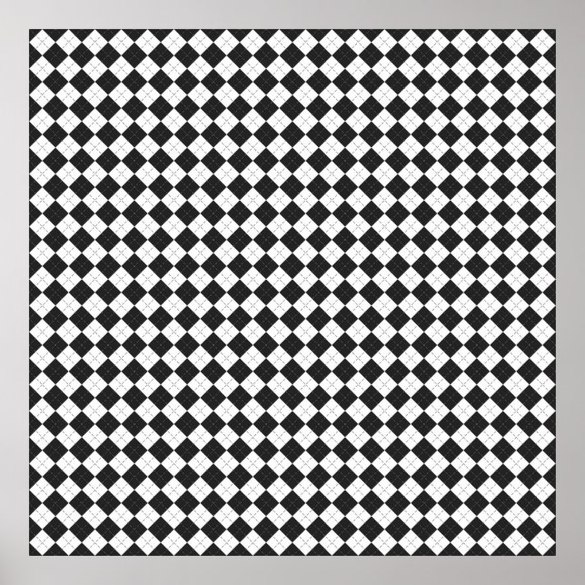 Argyle plaid. Scottish pattern in white and black  Poster (Framsidan)