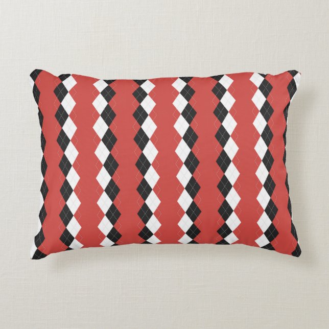 Argyle plaid. Scottish pattern in white,  black an Prydnadskudde (Framsidan)