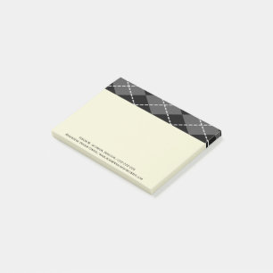 Argyle Play Black Grått Mönster Manar Post-it Block