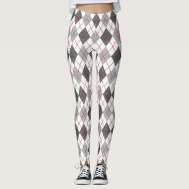 Argyle Play Red Grått Silver Leggings