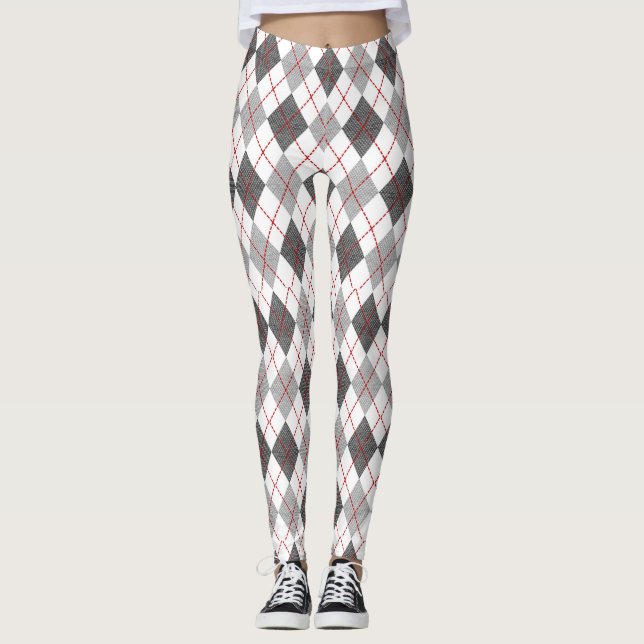 Argyle Play Red Grått Silver Leggings (Framsida)