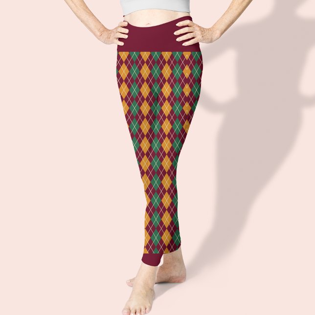 Argyle röd grön mönster elegant snygg leggings (Skapare uppladdad)