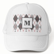 Argyle-rutigt rött grått silver golf anpassad mono