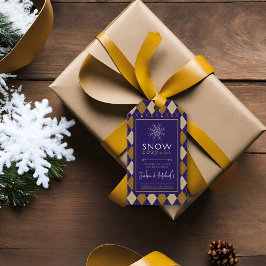 Argyle Snö Mysiga vinter-bröllopsdusch Presentetikett