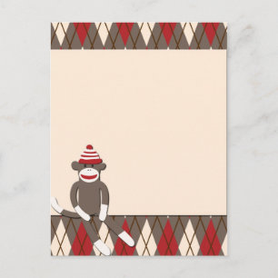 Argyle Sock monkey Vykort