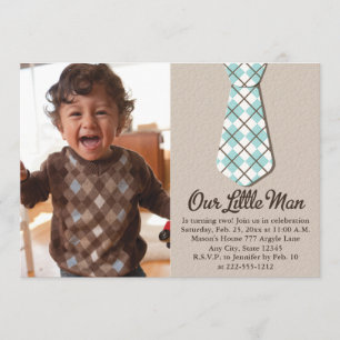 Argyle Tie Little Man Foto Birthday Inbjudningar