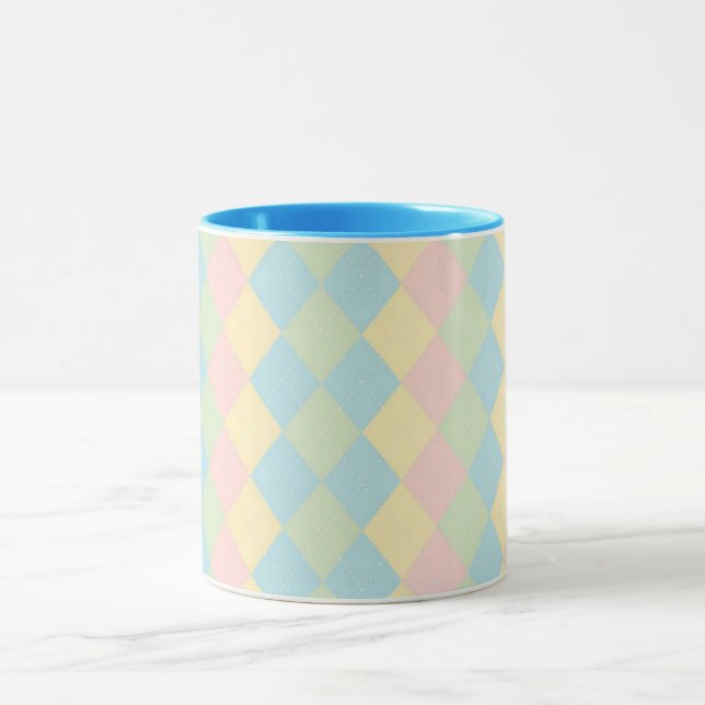 Argyle vår pastellfärgat mönster mugg (Center)